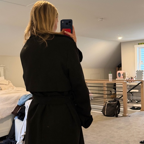 H&M Black Brushed-Finish Twill Trench Coat - Picture 5 of 6